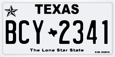 TX license plate BCY2341