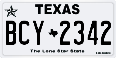 TX license plate BCY2342