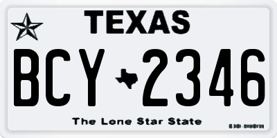 TX license plate BCY2346
