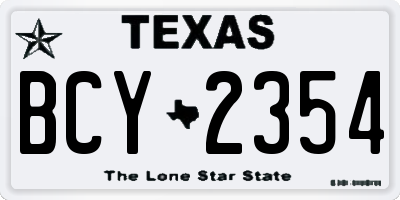 TX license plate BCY2354