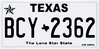 TX license plate BCY2362