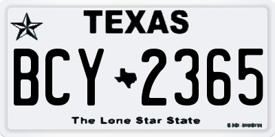 TX license plate BCY2365