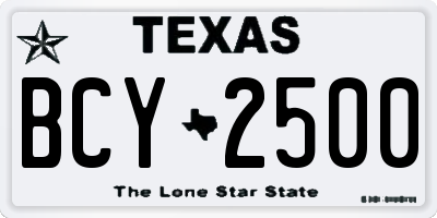 TX license plate BCY2500