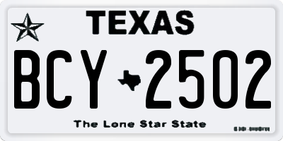 TX license plate BCY2502