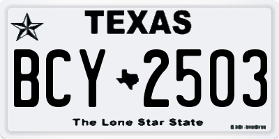 TX license plate BCY2503
