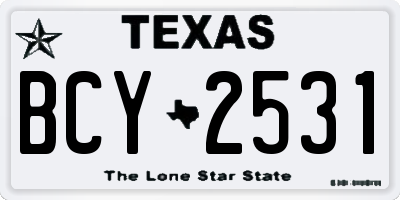 TX license plate BCY2531