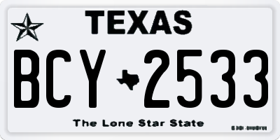 TX license plate BCY2533