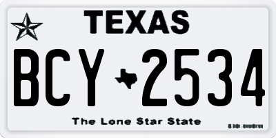 TX license plate BCY2534