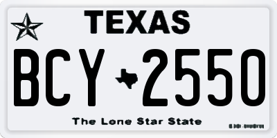 TX license plate BCY2550