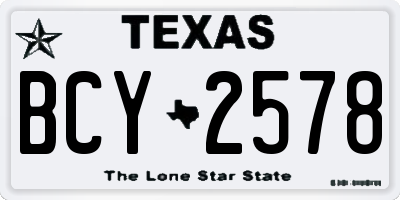 TX license plate BCY2578