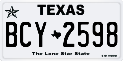 TX license plate BCY2598