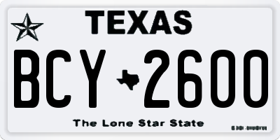 TX license plate BCY2600