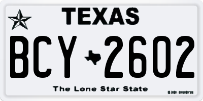 TX license plate BCY2602