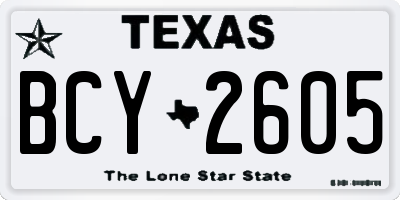 TX license plate BCY2605