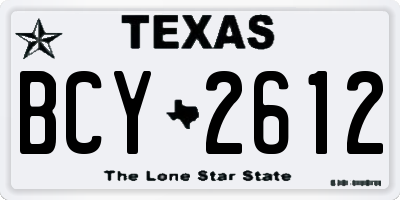 TX license plate BCY2612