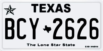 TX license plate BCY2626