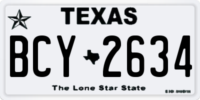 TX license plate BCY2634