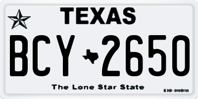 TX license plate BCY2650
