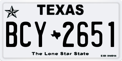 TX license plate BCY2651