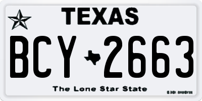 TX license plate BCY2663