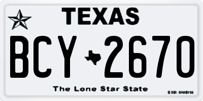 TX license plate BCY2670