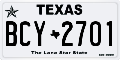 TX license plate BCY2701