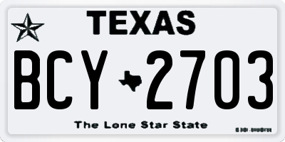 TX license plate BCY2703