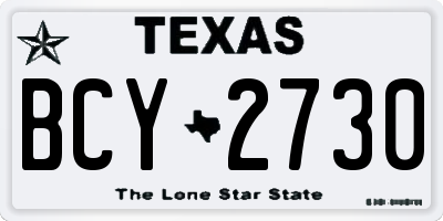 TX license plate BCY2730