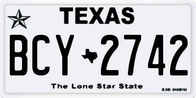 TX license plate BCY2742