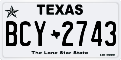 TX license plate BCY2743