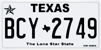 TX license plate BCY2749