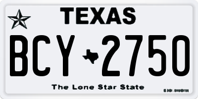 TX license plate BCY2750