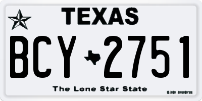 TX license plate BCY2751