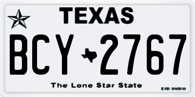 TX license plate BCY2767