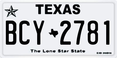 TX license plate BCY2781