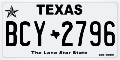 TX license plate BCY2796