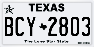 TX license plate BCY2803