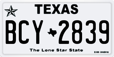 TX license plate BCY2839