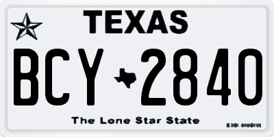TX license plate BCY2840
