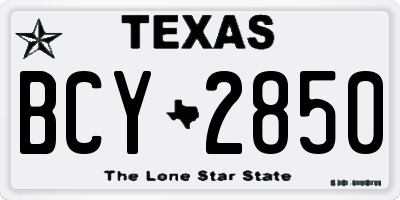 TX license plate BCY2850