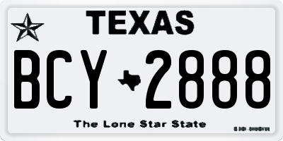 TX license plate BCY2888