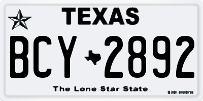 TX license plate BCY2892