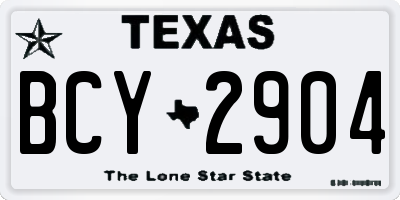 TX license plate BCY2904