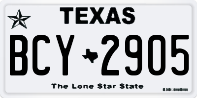 TX license plate BCY2905