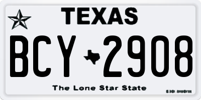 TX license plate BCY2908