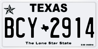 TX license plate BCY2914