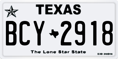 TX license plate BCY2918