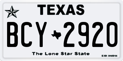 TX license plate BCY2920