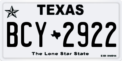 TX license plate BCY2922