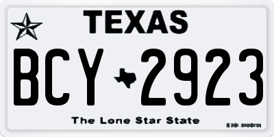 TX license plate BCY2923